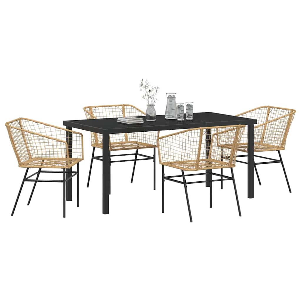 Ensemble de salle à manger pour jardin 5 pcs Marron polyrotin - XIOS