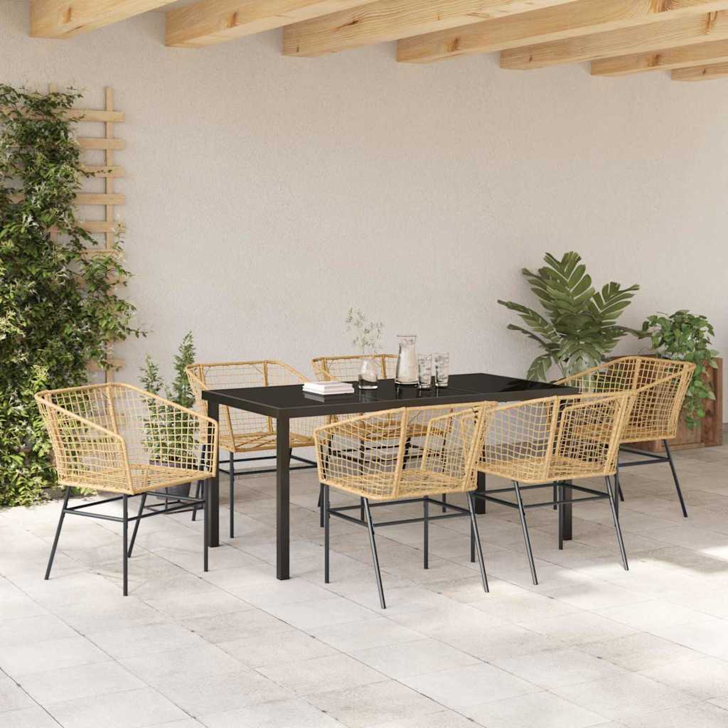 Ensemble de salle à manger pour jardin 7 pcs Marron polyrotin - XIOS