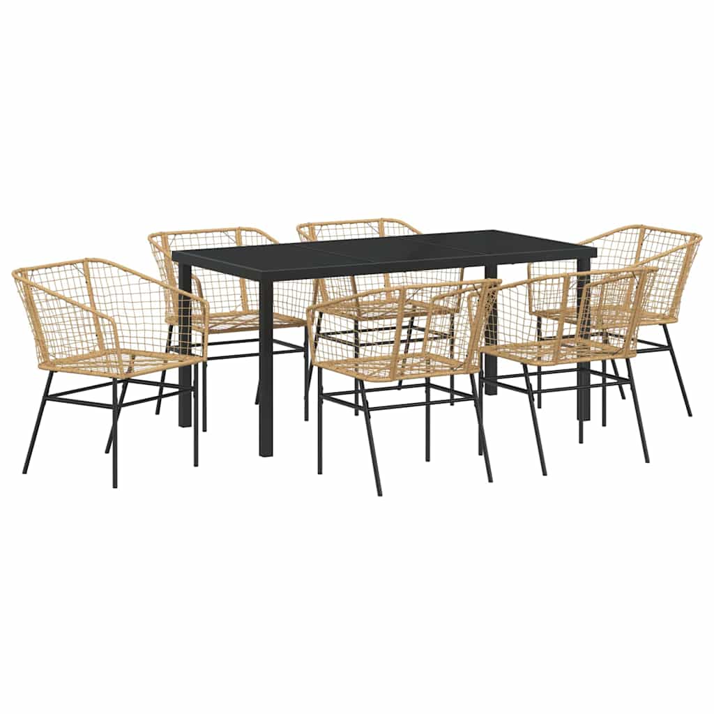 Ensemble de salle à manger pour jardin 7 pcs Marron polyrotin - XIOS