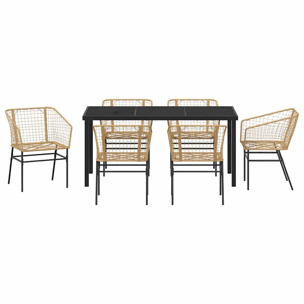 Ensemble de salle à manger pour jardin 7 pcs Marron polyrotin - XIOS