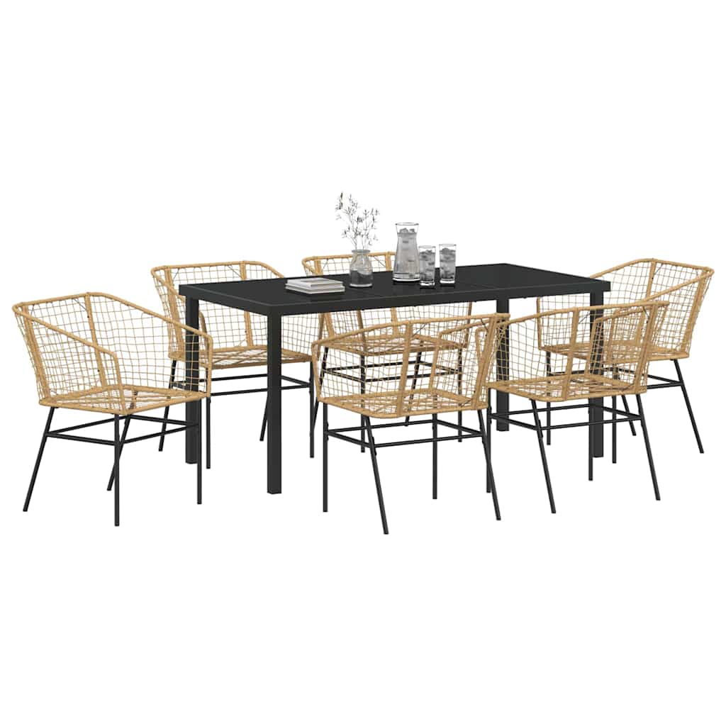 Ensemble de salle à manger pour jardin 7 pcs Marron polyrotin - XIOS