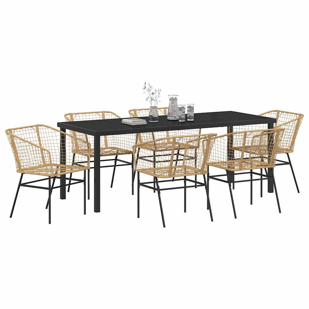 Ensemble de salle à manger pour jardin 7 pcs Marron polyrotin - XIOS