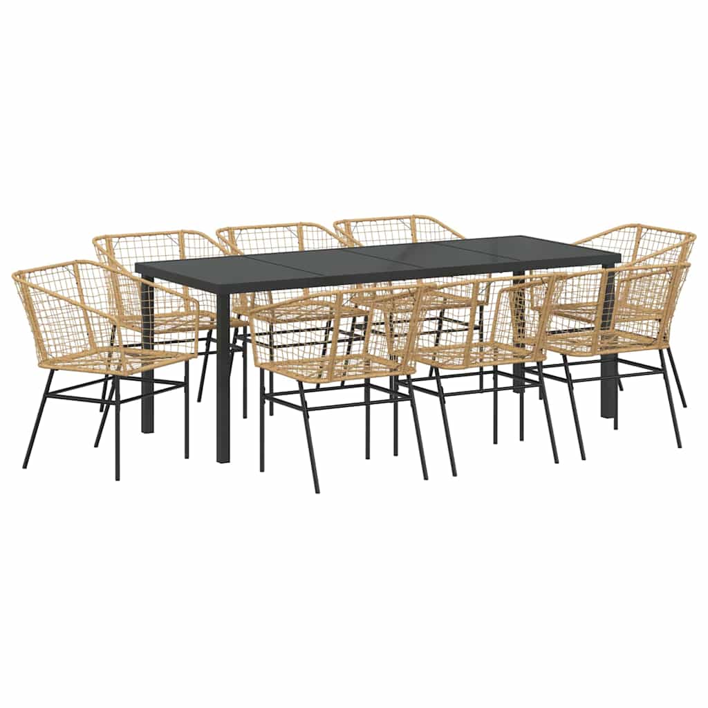 Ensemble de salle à manger pour jardin 9 pcs Marron polyrotin - XIOS