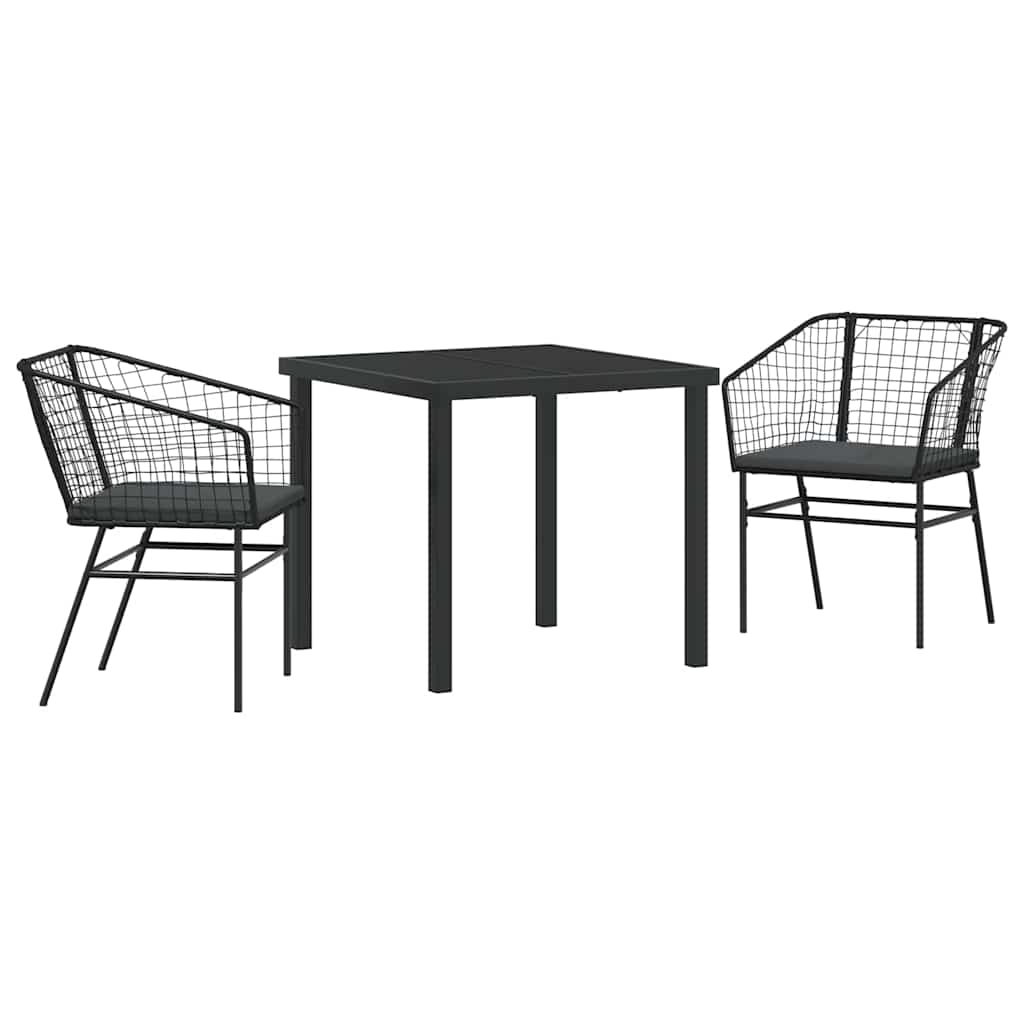 Ensemble de salle à manger pour jardin 3 pcs Noir polyrotin - XIOS