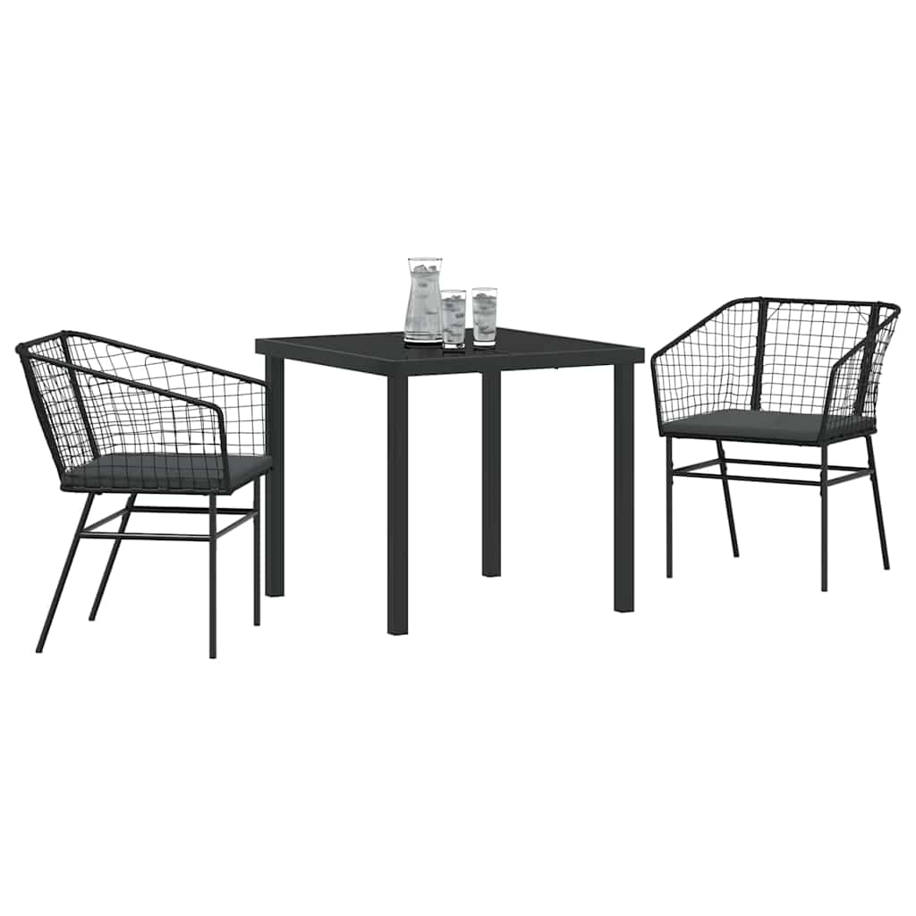 Ensemble de salle à manger pour jardin 3 pcs Noir polyrotin - XIOS