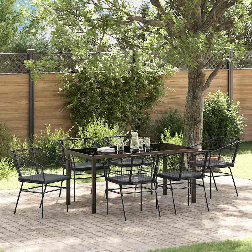 Ensemble de salle à manger pour jardin 7 pcs Noir polyrotin - XIOS