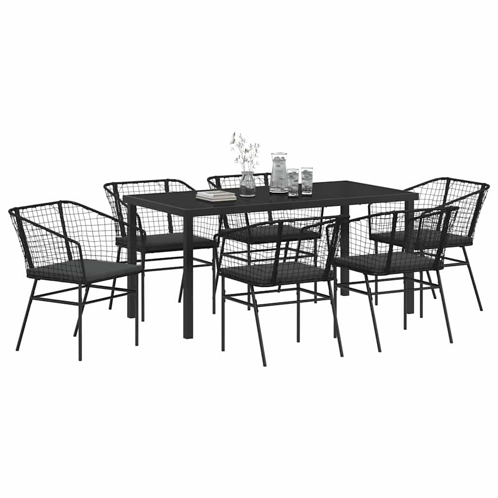 Ensemble de salle à manger pour jardin 7 pcs Noir polyrotin - XIOS