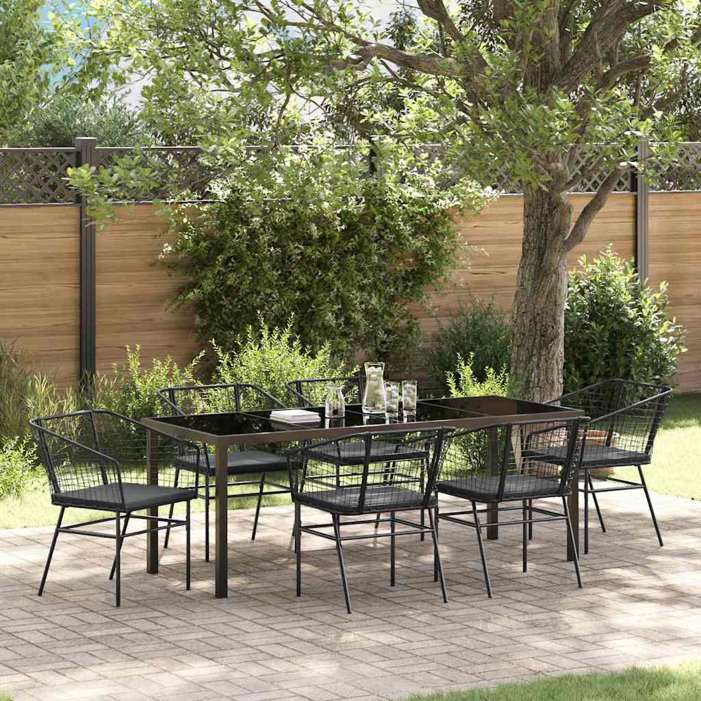 Ensemble de salle à manger pour jardin 7 pcs Noir polyrotin - XIOS