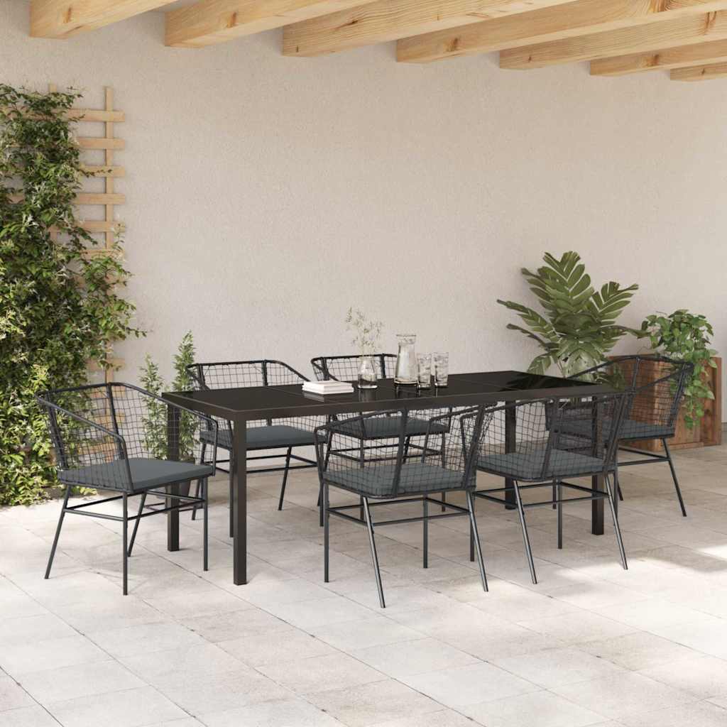 Ensemble de salle à manger pour jardin 7 pcs Noir polyrotin - XIOS