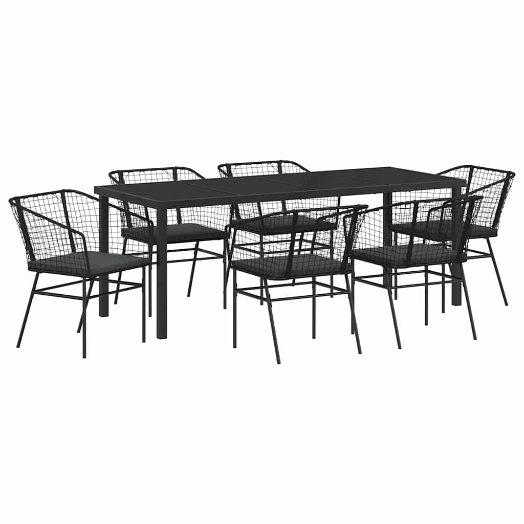 Ensemble de salle à manger pour jardin 7 pcs Noir polyrotin - XIOS