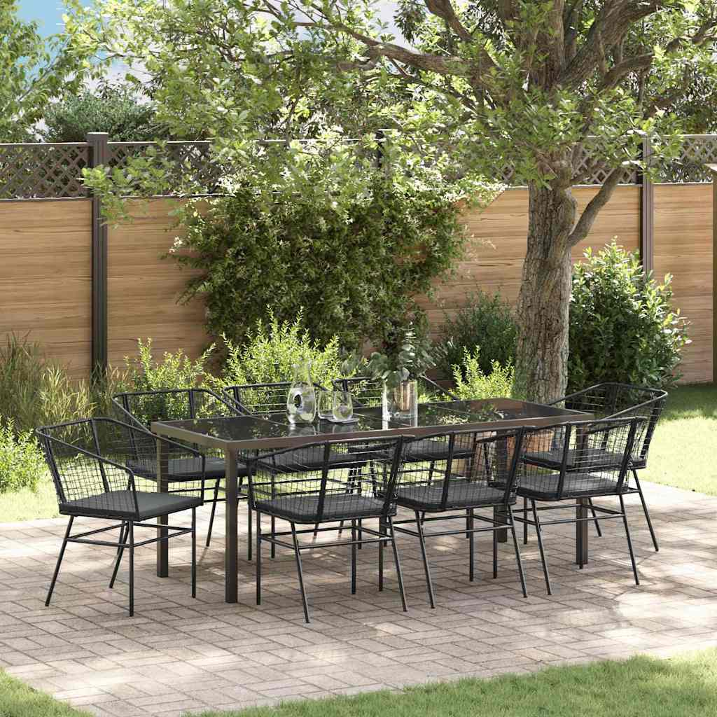 Ensemble de salle à manger pour jardin 9 pcs Noir polyrotin - XIOS
