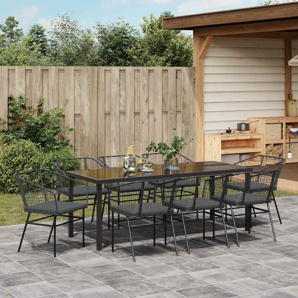 Ensemble de salle à manger pour jardin 9 pcs Noir polyrotin - XIOS