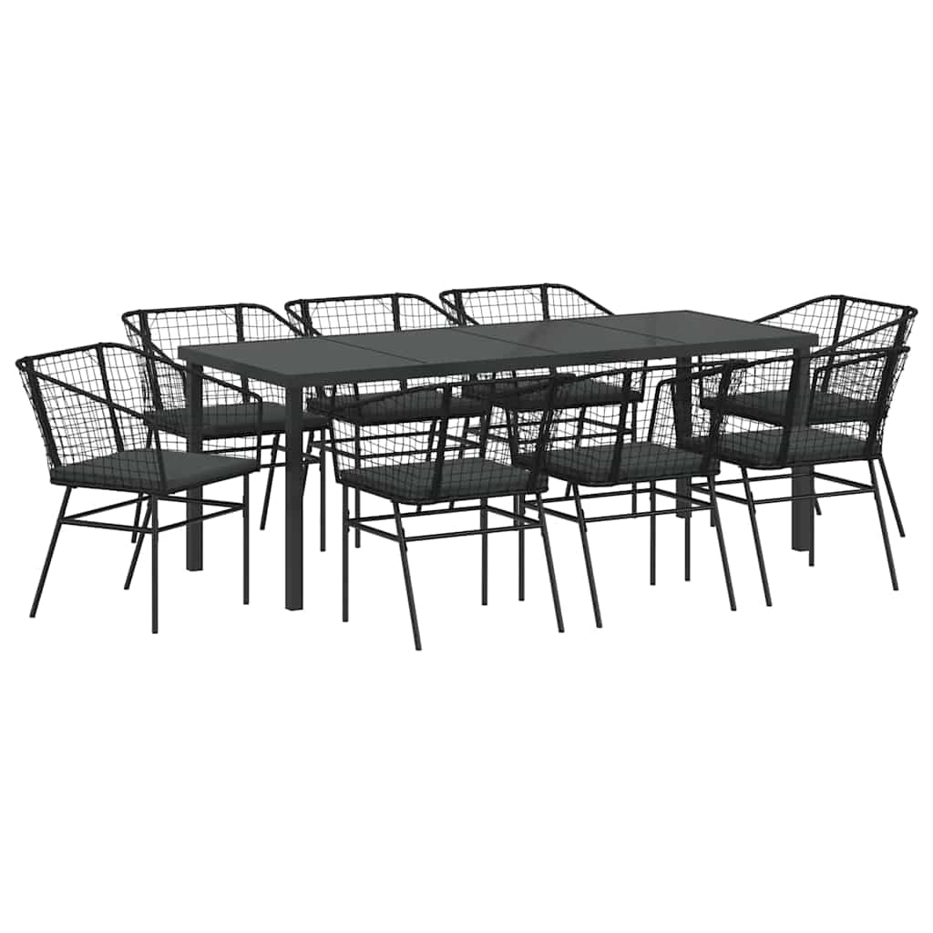 Ensemble de salle à manger pour jardin 9 pcs Noir polyrotin - XIOS