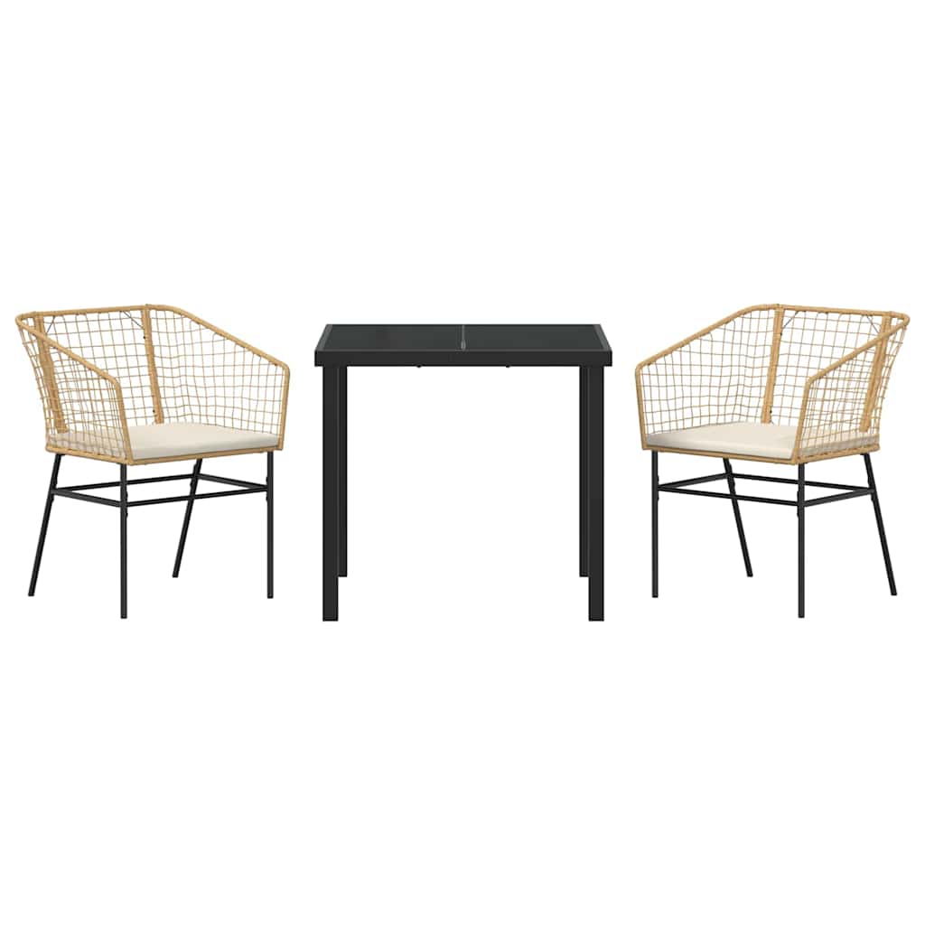 Ensemble de salle à manger pour jardin 3 pcs Marron polyrotin - XIOS