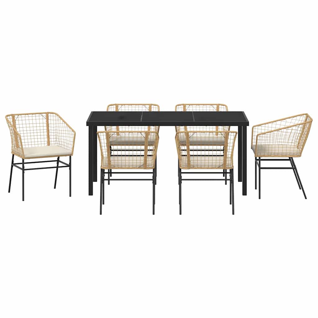 Ensemble de salle à manger pour jardin 7 pcs Marron polyrotin - XIOS