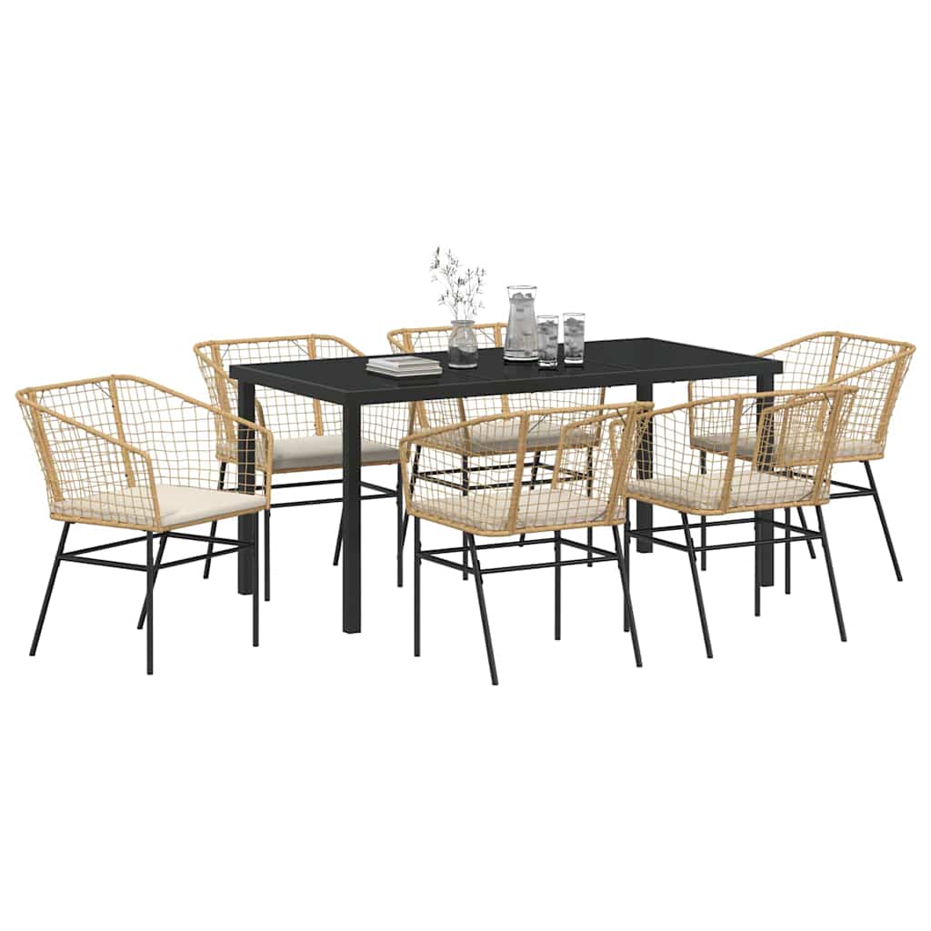 Ensemble de salle à manger pour jardin 7 pcs Marron polyrotin - XIOS