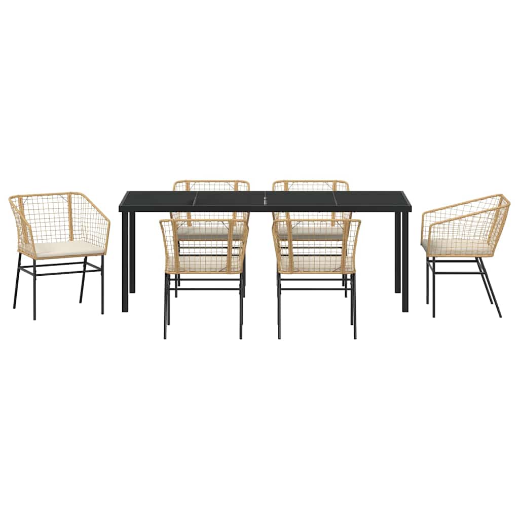 Ensemble de salle à manger pour jardin 7 pcs Marron polyrotin - XIOS