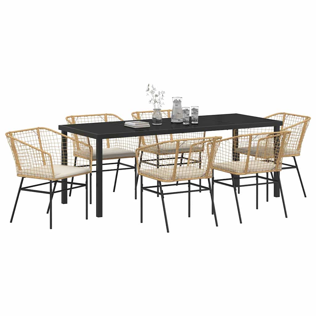 Ensemble de salle à manger pour jardin 7 pcs Marron polyrotin - XIOS