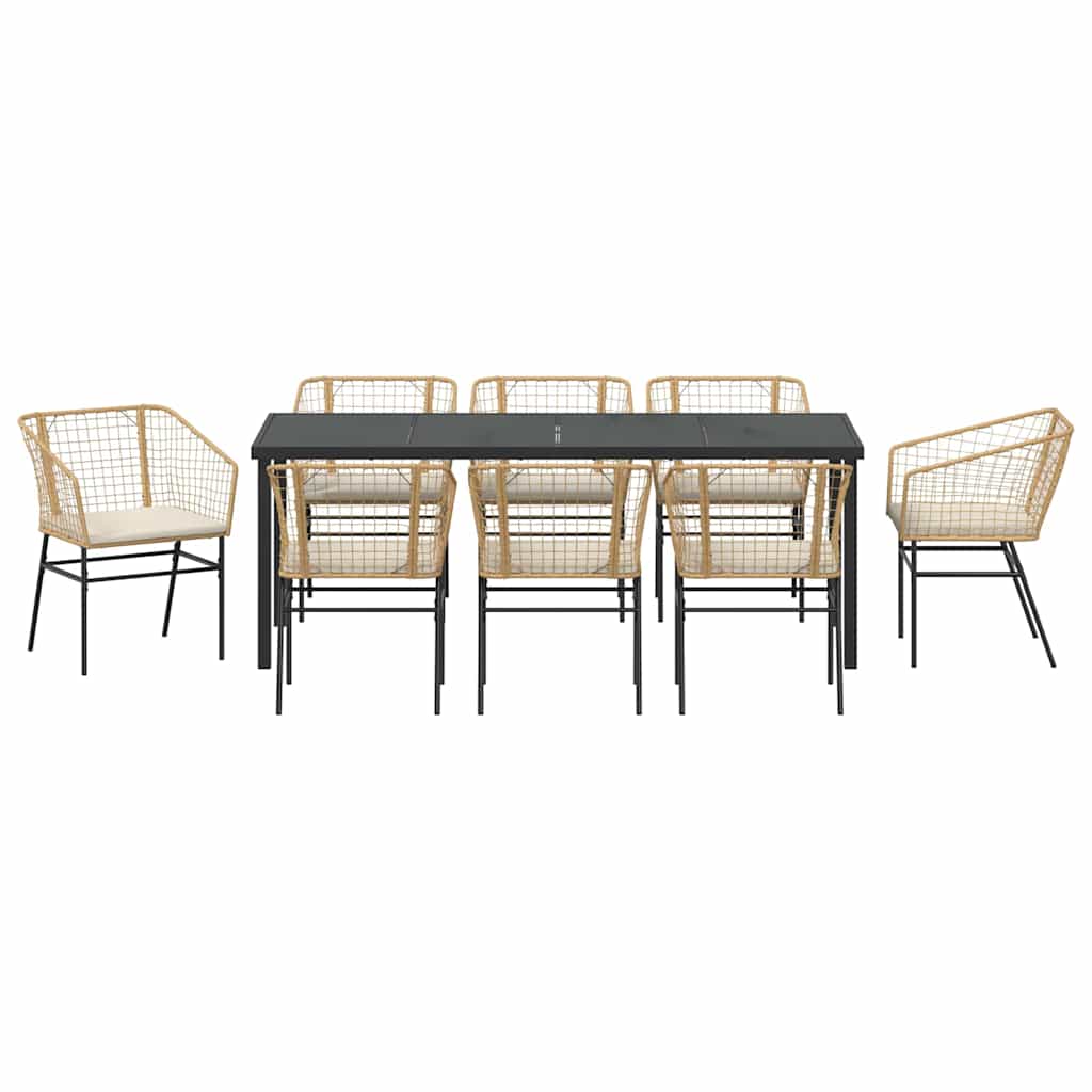 Ensemble de salle à manger pour jardin 9 pcs Marron polyrotin - XIOS