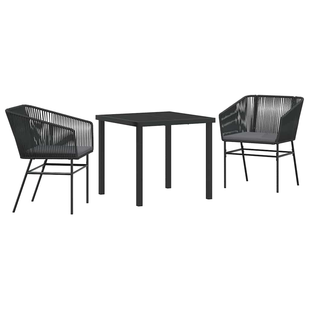 Ensemble de salle à manger pour jardin avec coussin 3 pcs Noir - XIOS