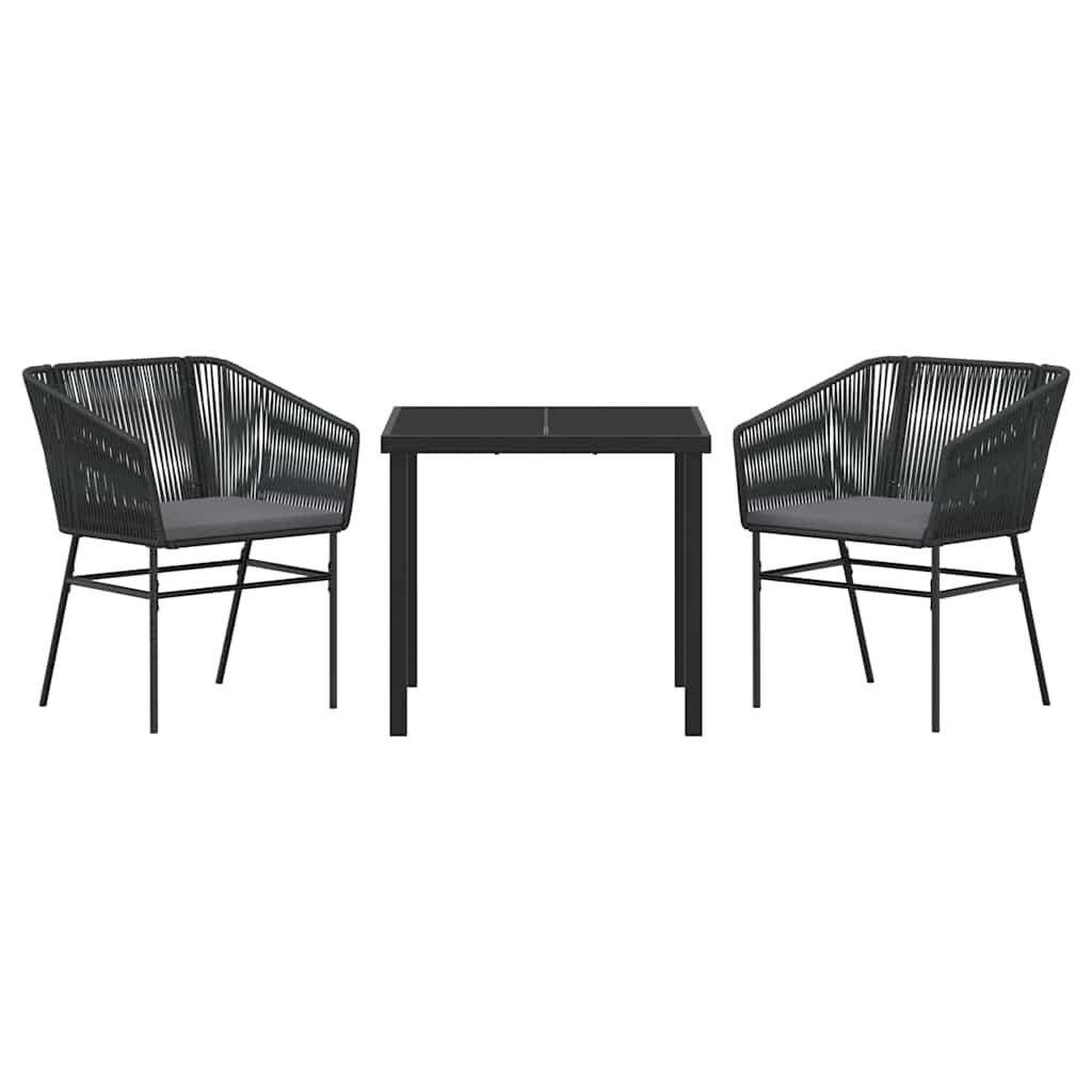 Ensemble de salle à manger pour jardin avec coussin 3 pcs Noir - XIOS