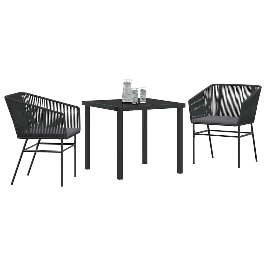 Ensemble de salle à manger pour jardin avec coussin 3 pcs Noir - XIOS