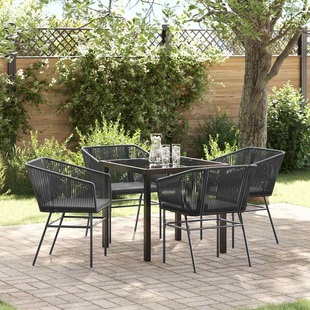 Ensemble de salle à manger pour jardin avec coussin 5 pcs Noir - XIOS