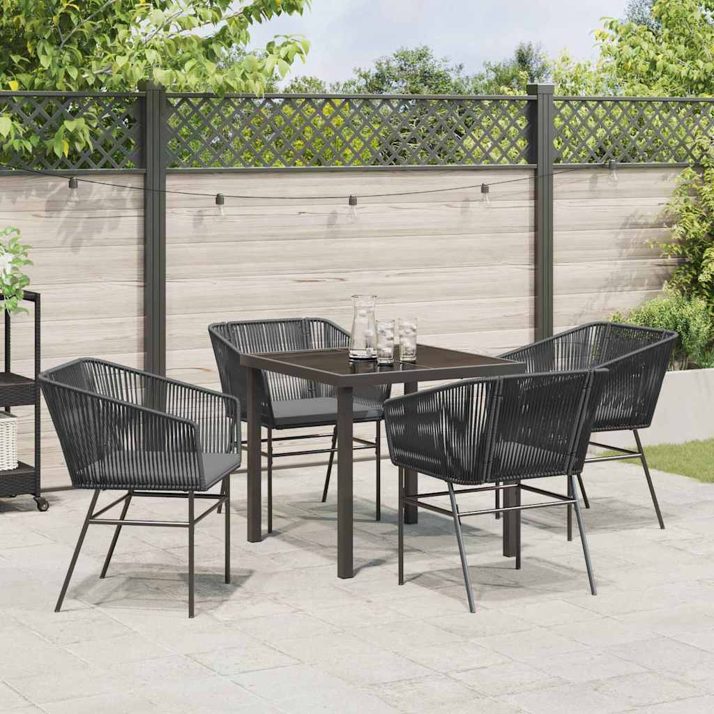 Ensemble de salle à manger pour jardin avec coussin 5 pcs Noir - XIOS