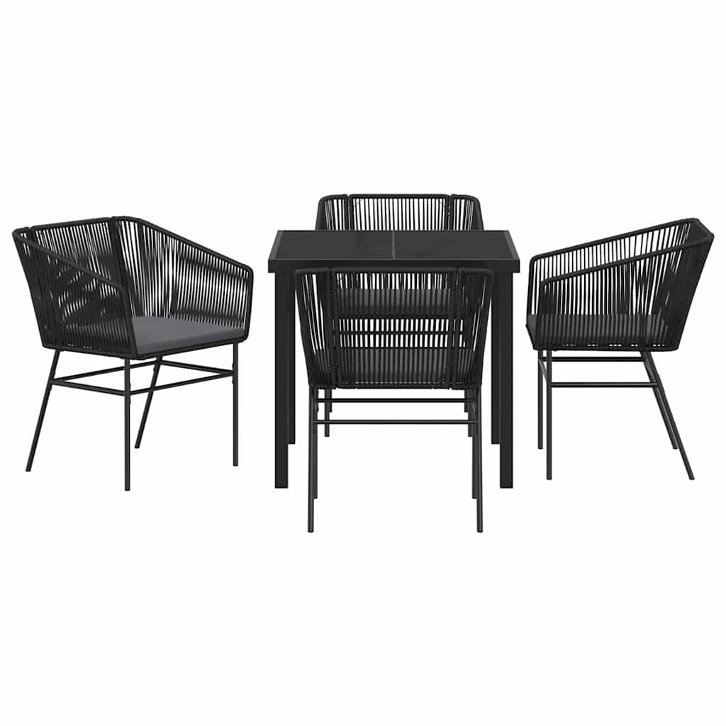 Ensemble de salle à manger pour jardin avec coussin 5 pcs Noir - XIOS