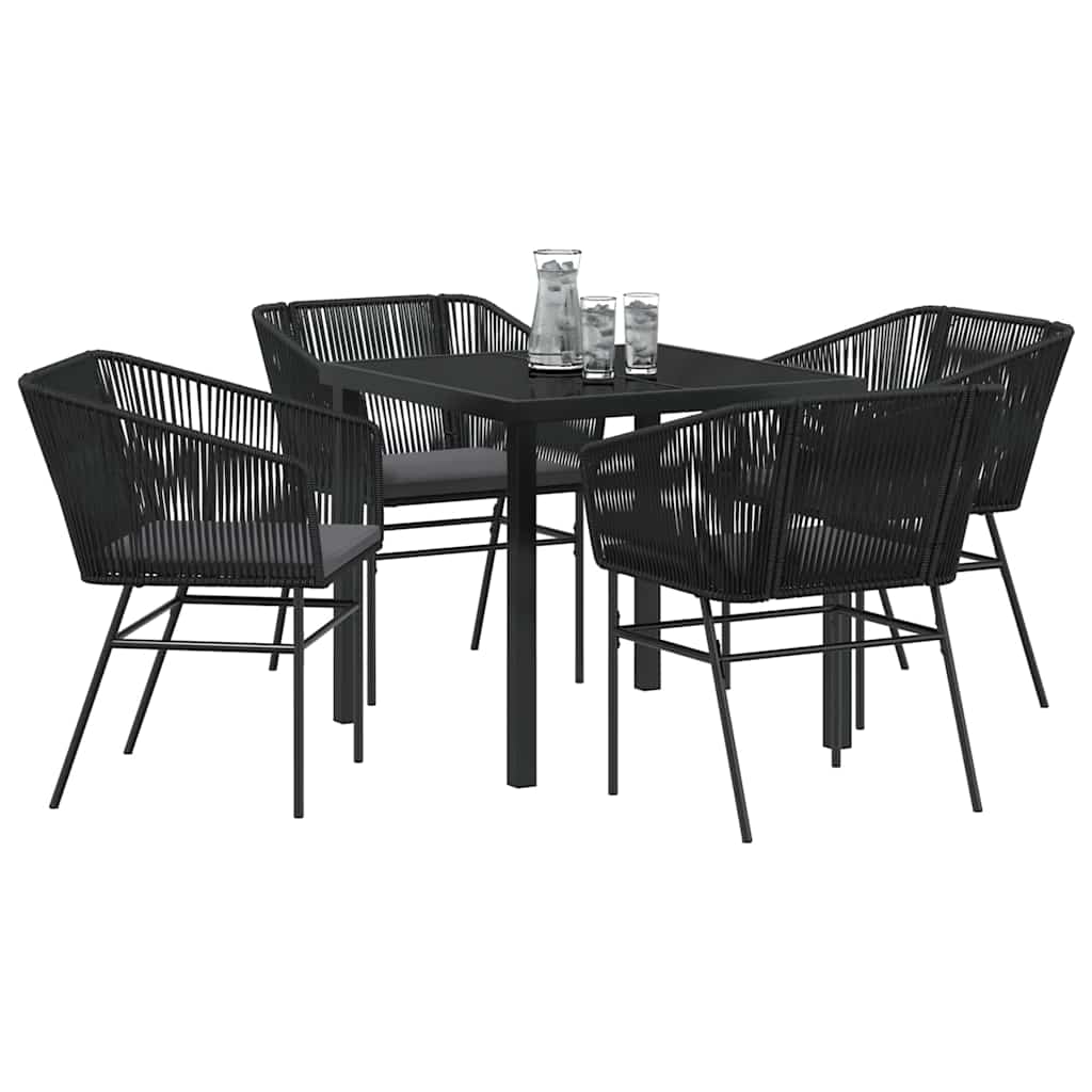 Ensemble de salle à manger pour jardin avec coussin 5 pcs Noir - XIOS