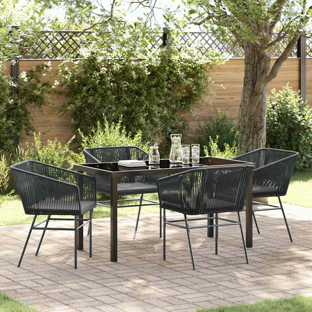 Ensemble de salle à manger pour jardin avec coussin 5 pcs Noir - XIOS