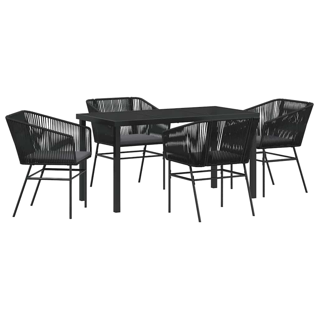 Ensemble de salle à manger pour jardin avec coussin 5 pcs Noir - XIOS