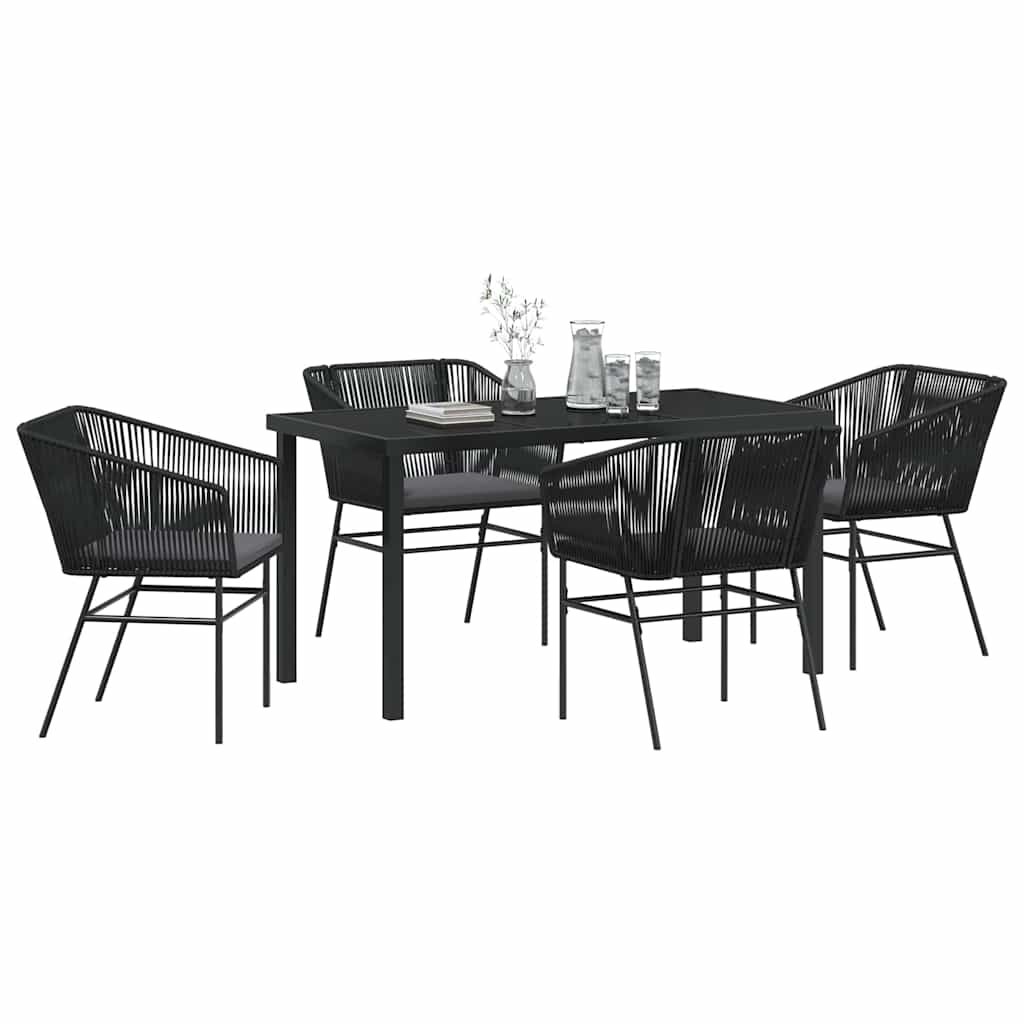 Ensemble de salle à manger pour jardin avec coussin 5 pcs Noir - XIOS