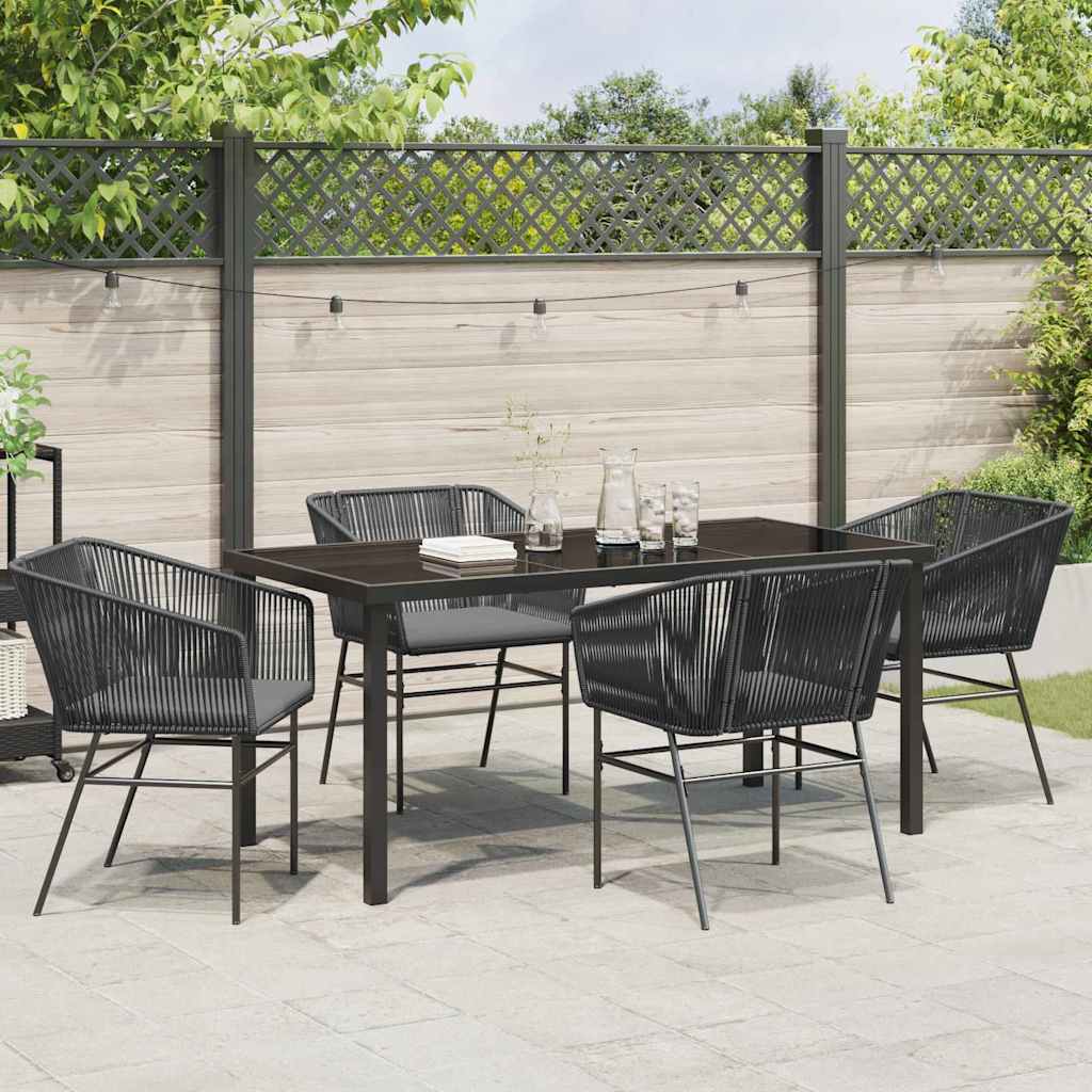 Ensemble de salle à manger pour jardin avec coussin 5 pcs Noir - XIOS