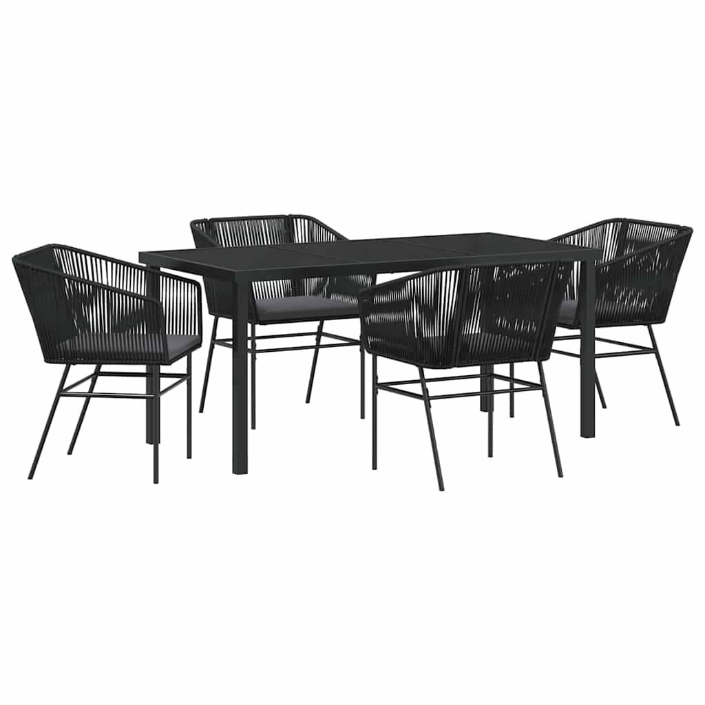 Ensemble de salle à manger pour jardin avec coussin 5 pcs Noir - XIOS