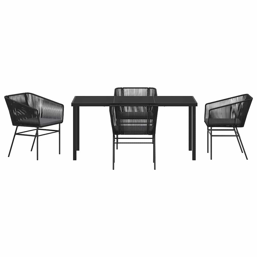 Ensemble de salle à manger pour jardin avec coussin 5 pcs Noir - XIOS