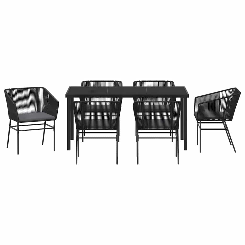 Ensemble de salle à manger pour jardin avec coussin 7 pcs Noir - XIOS