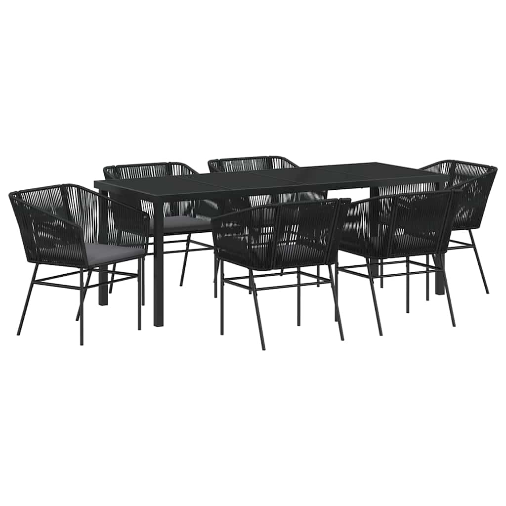 Ensemble de salle à manger pour jardin avec coussin 7 pcs Noir - XIOS