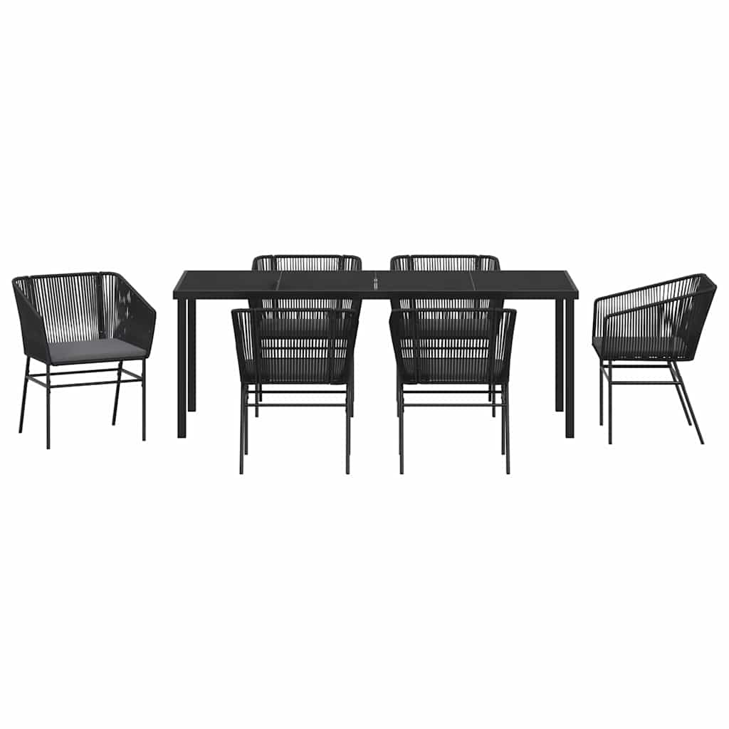 Ensemble de salle à manger pour jardin avec coussin 7 pcs Noir - XIOS