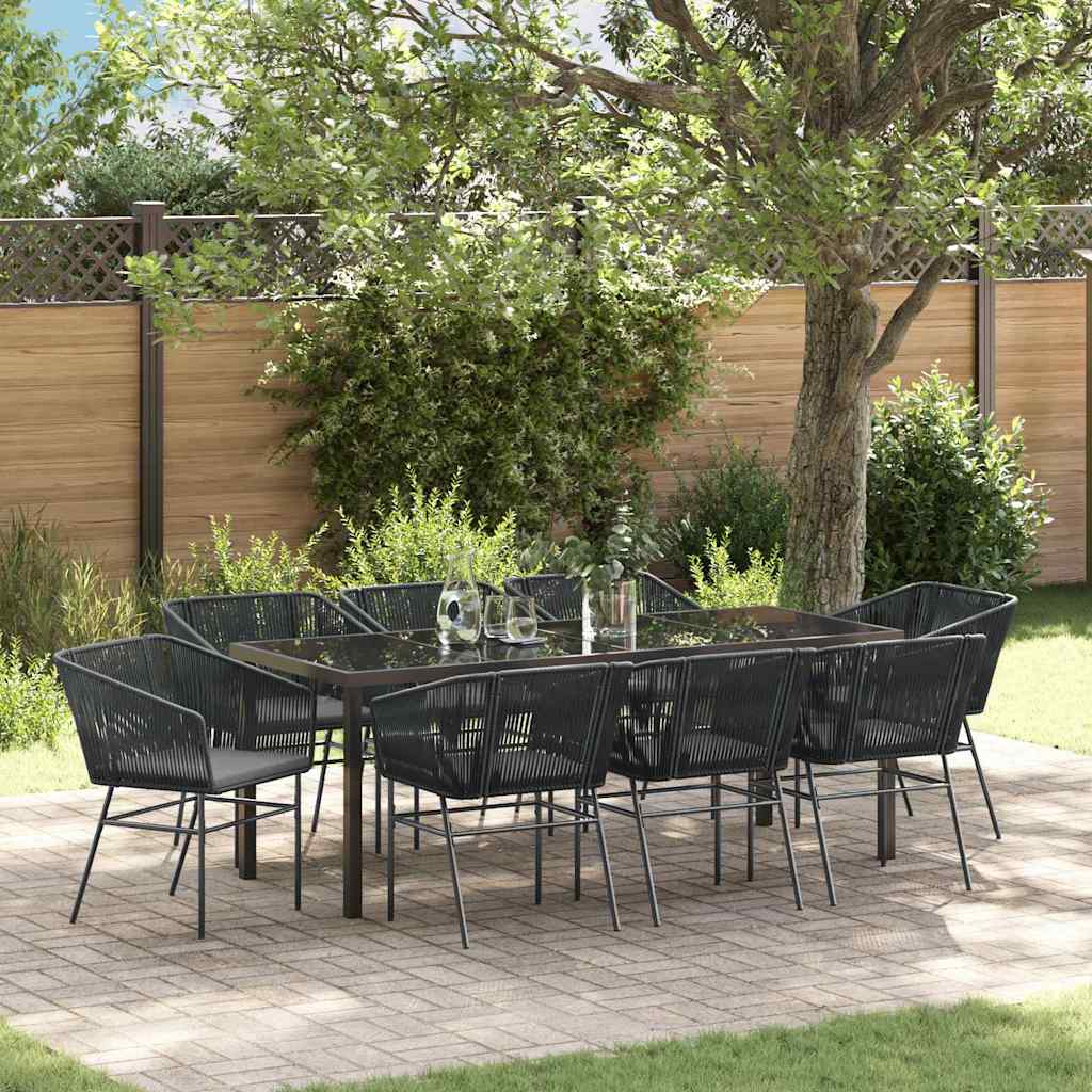 Ensemble de salle à manger pour jardin avec coussin 9 pcs Noir - XIOS
