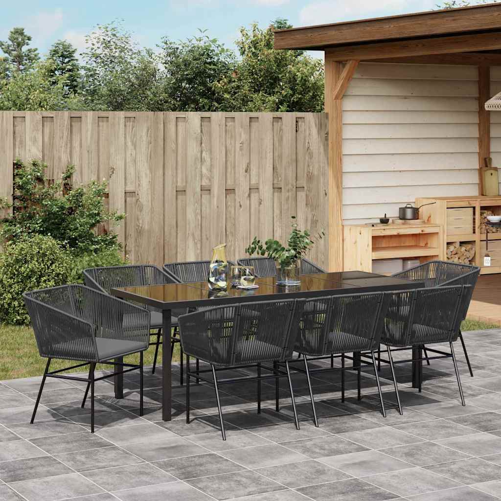 Ensemble de salle à manger pour jardin avec coussin 9 pcs Noir - XIOS