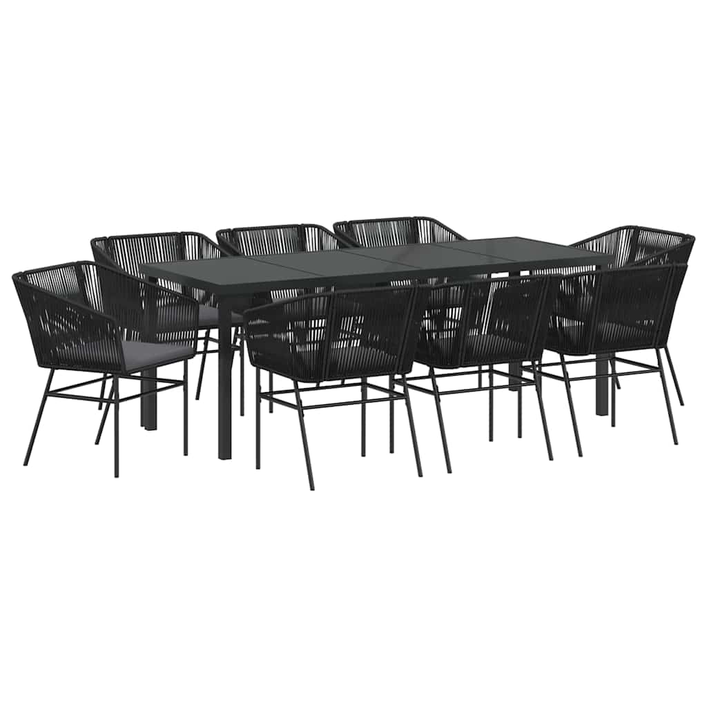Ensemble de salle à manger pour jardin avec coussin 9 pcs Noir - XIOS
