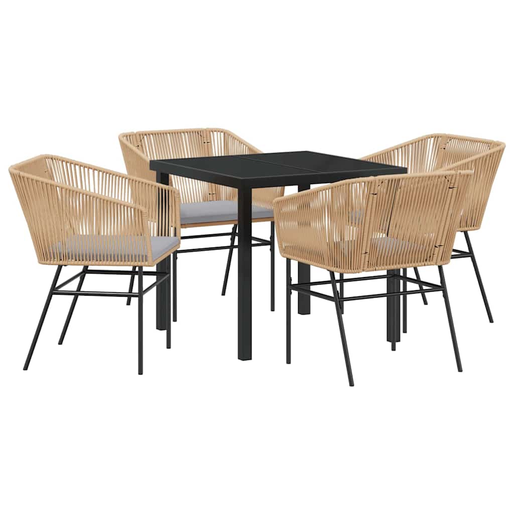 Ensemble de salle à manger pour jardin 5 pcs Marron