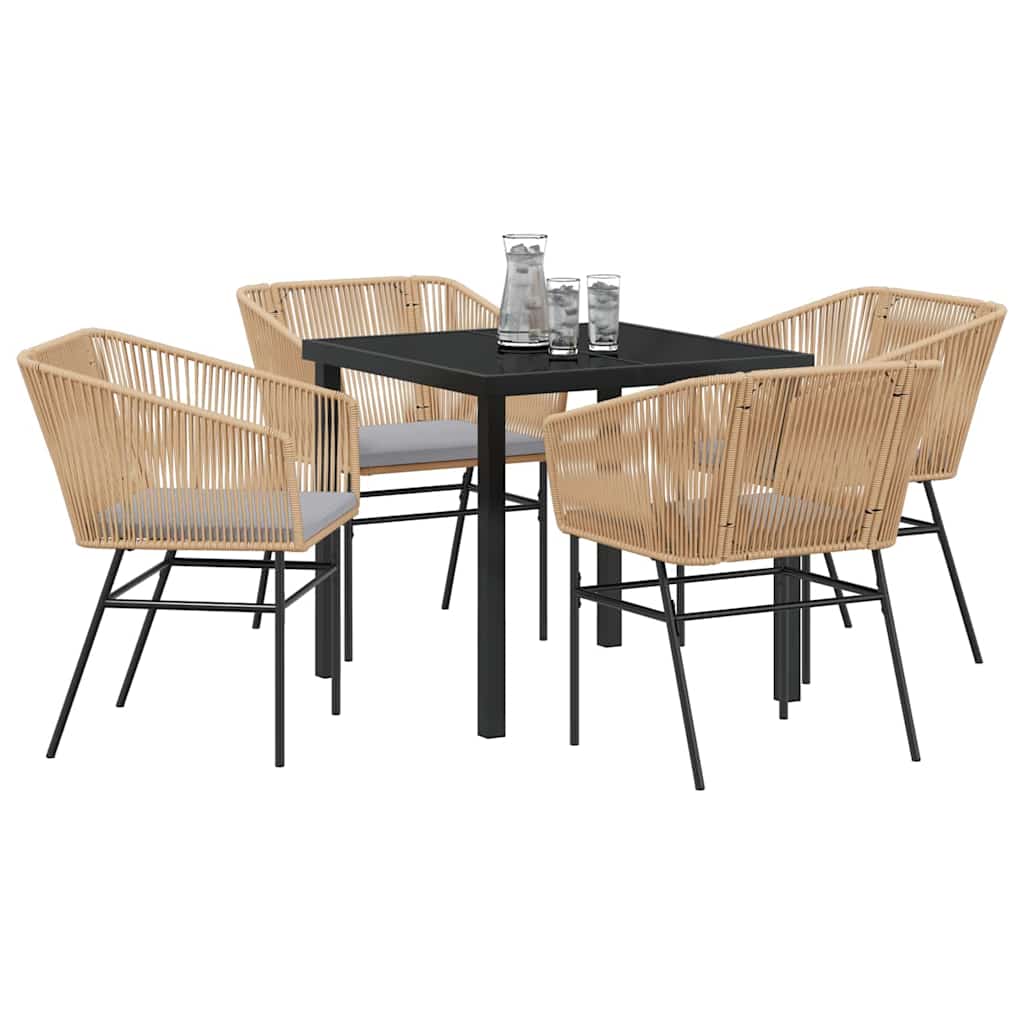 Ensemble de salle à manger pour jardin 5 pcs Marron