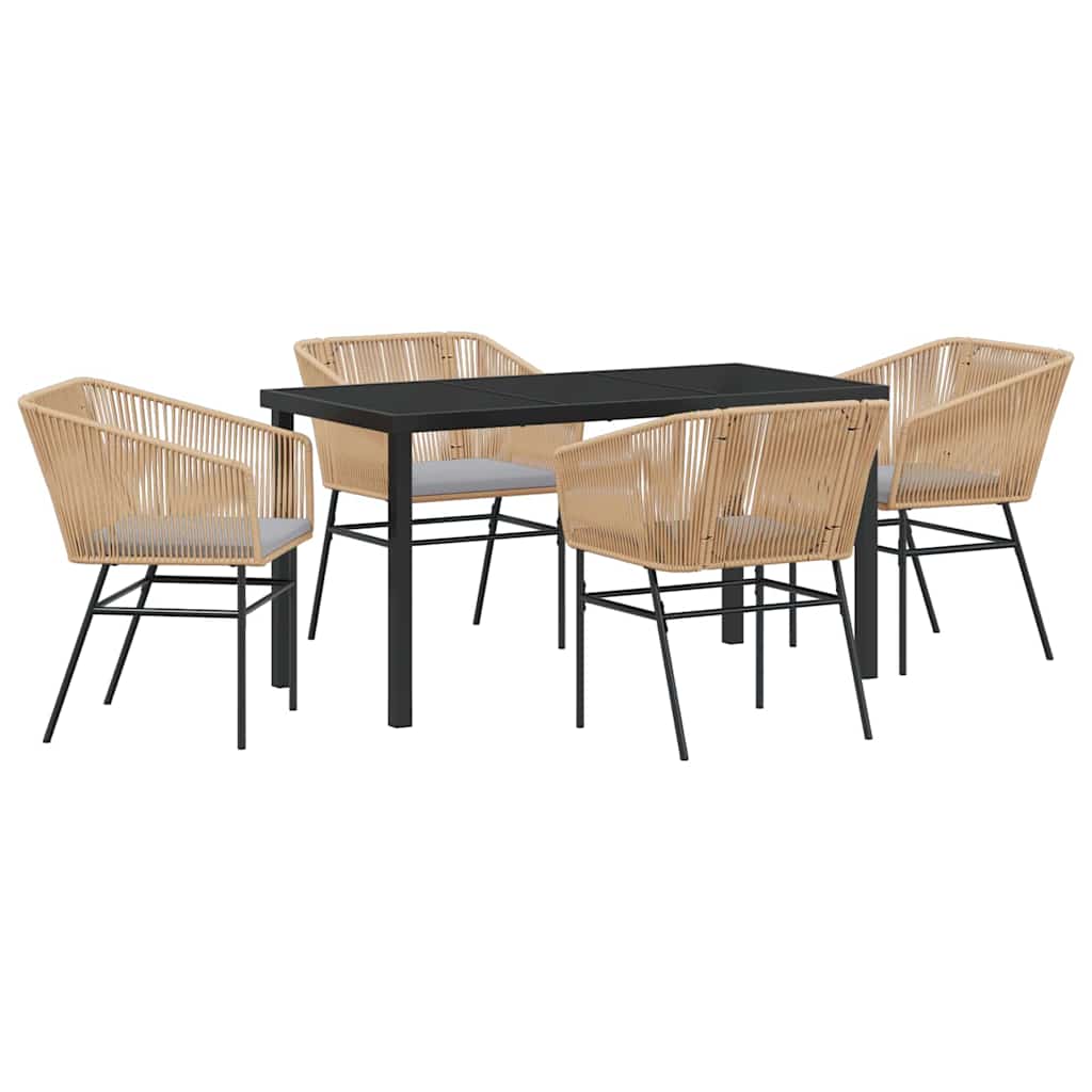 Ensemble de salle à manger pour jardin 5 pcs Marron