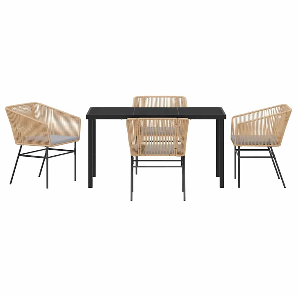 Ensemble de salle à manger pour jardin 5 pcs Marron