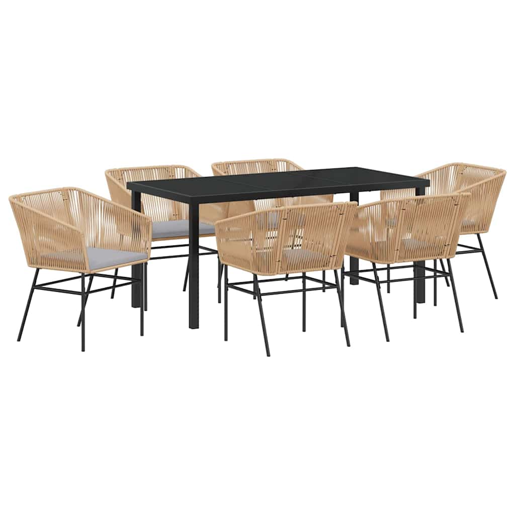 Ensemble de salle à manger pour jardin 7 pcs Marron