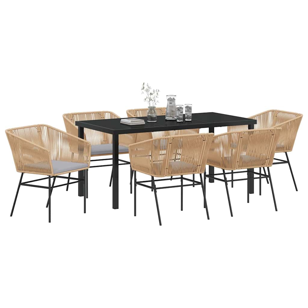 Ensemble de salle à manger pour jardin 7 pcs Marron