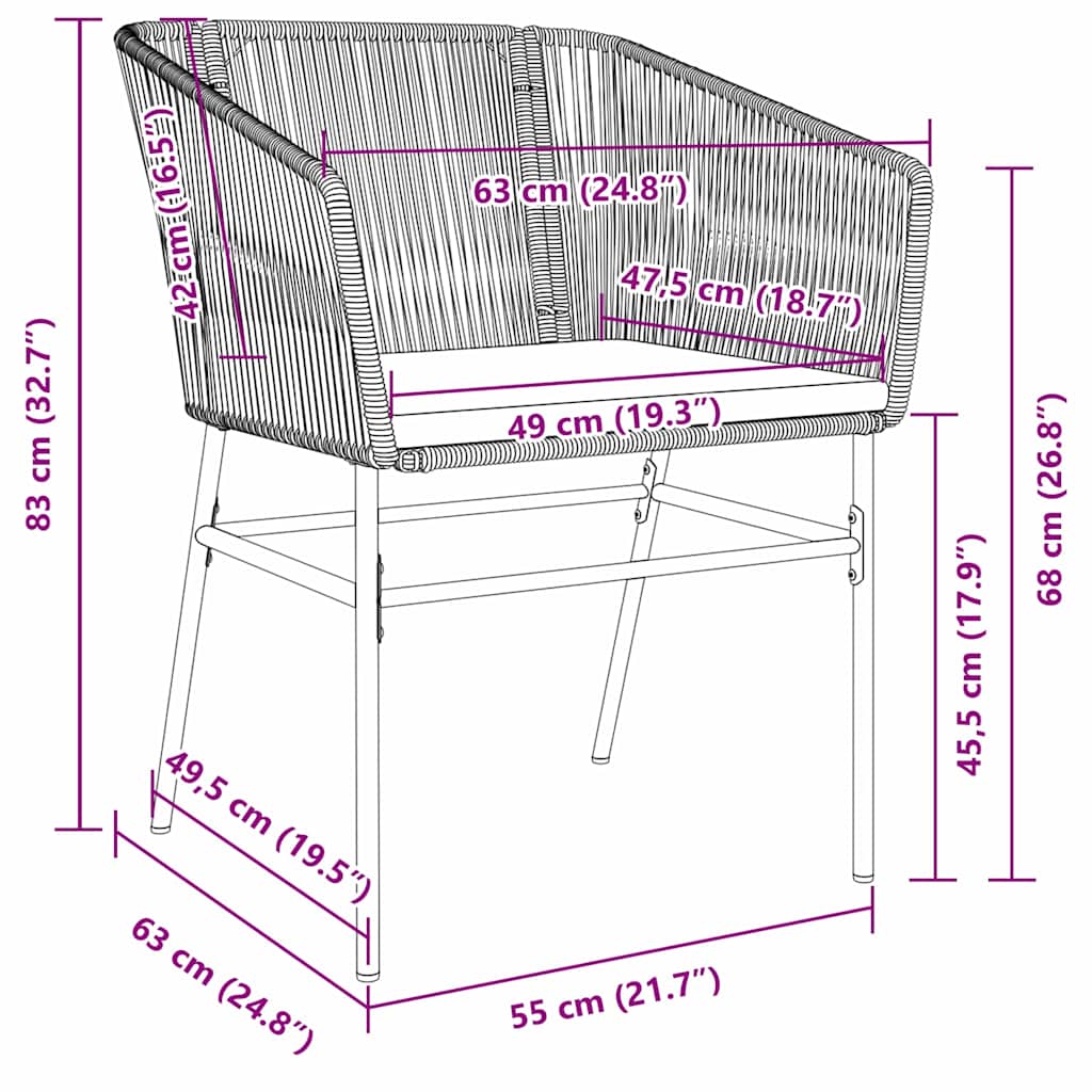 Ensemble de salle à manger pour jardin 7 pcs Marron