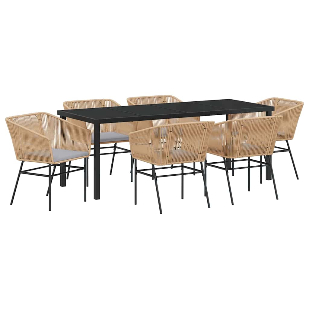 Ensemble de salle à manger pour jardin 7 pcs Marron